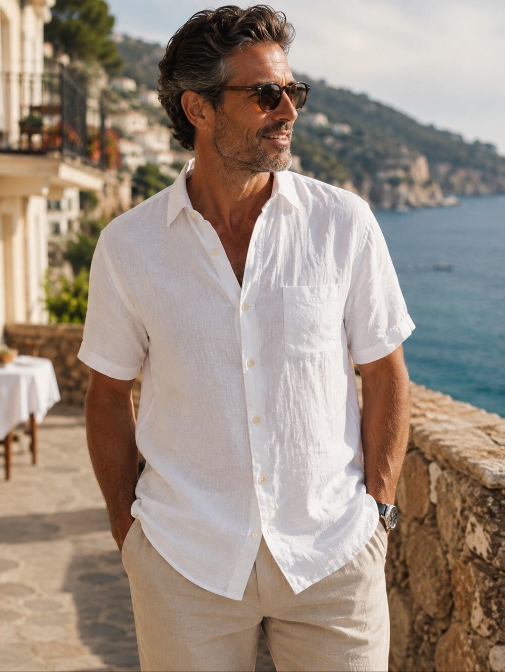 Natural Blue by Visitor 100% Linen Button Front Shirt XL White Coastal Resort